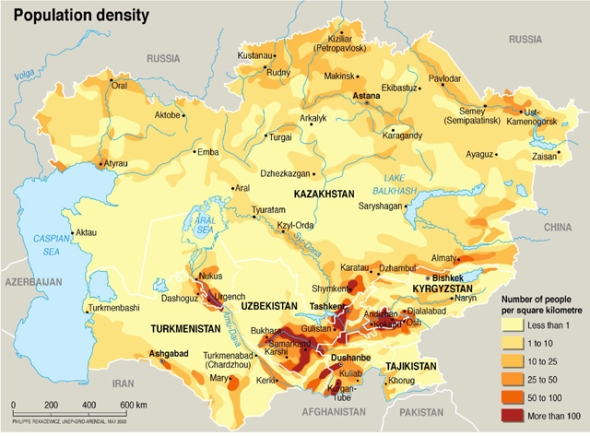Population Density In & Around Turkmenistan